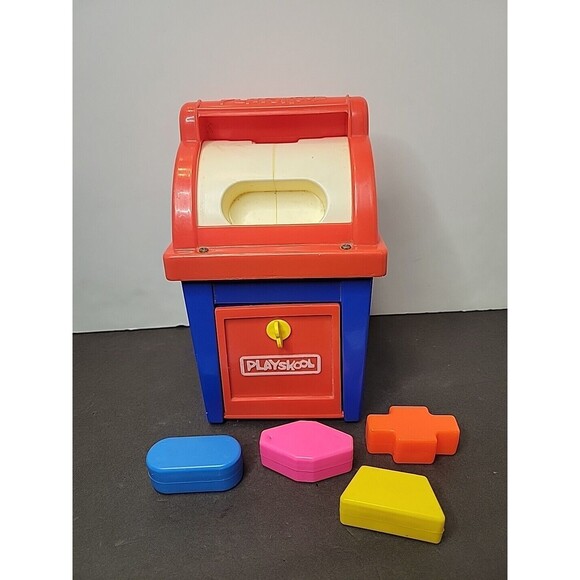 Vintage PLAYSKOOL Mailbox Postal Station Toy Shape‎ Sorter 4 SHAPES - Picture 1 of 9